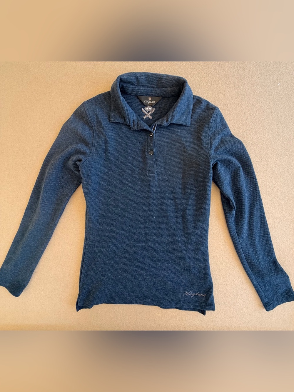 Kingsland Textured Navy Blue Long Sleeve Equestrian with Embroidered Crest